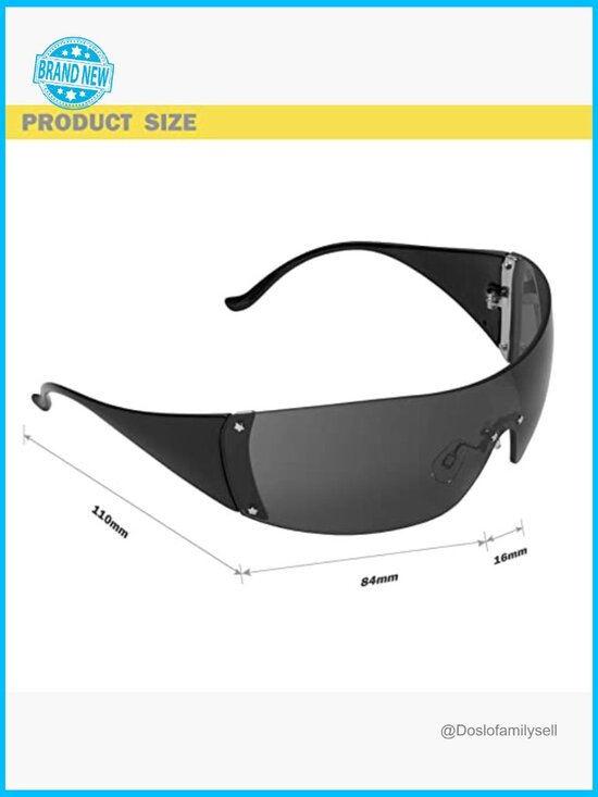 Y2K Retro Wrap Around Sunglasses Star Pattern UV Protection Rave Shades main image 7